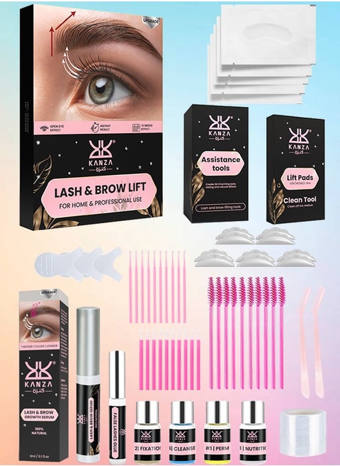 Eyebrow Lamination Kit & Lash Lift Kit with Lash & Brow Growth Serum at Home DIY Perm for Your Brows Instant Professional Lift for Fuller Eyebrows Professional Grade & Easy for Beginners Long Lasting Instant Fuller Eyebrow Kit