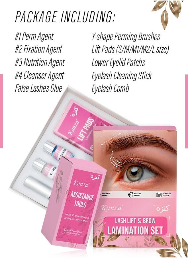 Kanza - Eyebrow Lamination Kit & Lash Lift Kit at Home DIY Perm for Your Brows Instant Professional Lift for Fuller Eyebrows Professional Grade & Easy for Beginners Long Lasting Instant Fuller Eyebrow Kit - Image 1