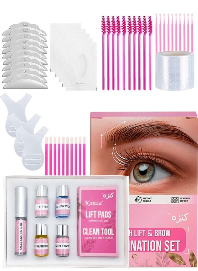 Kanza - Eyebrow Lamination Kit & Lash Lift Kit at Home DIY Perm for Your Brows Instant Professional Lift for Fuller Eyebrows Professional Grade & Easy for Beginners Long Lasting Instant Fuller Eyebrow Kit - Image 1