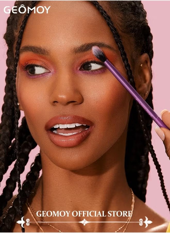 Geomoy 8pcs Professional Eye Makeup Brushes Eyeshadow Brush Set Premium Soft Synthetic Eyeshadow Blending Brush Kit with 4pcs Beauty Eggs Make Up Sponges - Image 4