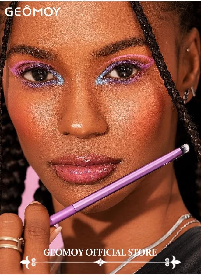 Geomoy 8pcs Professional Eye Makeup Brushes Eyeshadow Brush Set Premium Soft Synthetic Eyeshadow Blending Brush Kit with 4pcs Beauty Eggs Make Up Sponges - Image 5