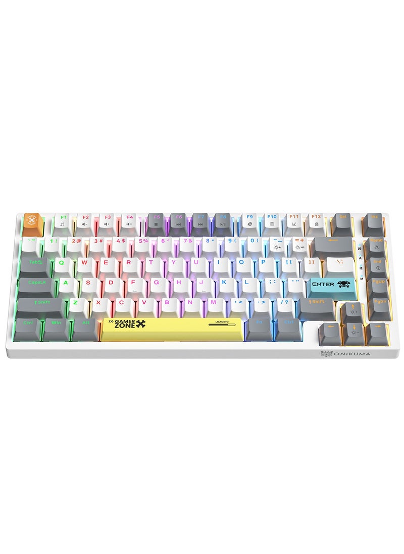 onikuma - G58  82Keys Tan Switch Mechanical Gaming Keyboard 75% Mini Wired Waterproof Backlit Silent White RGB Color Suitable for PC/Ps4/Xbox Gamers - Image 1