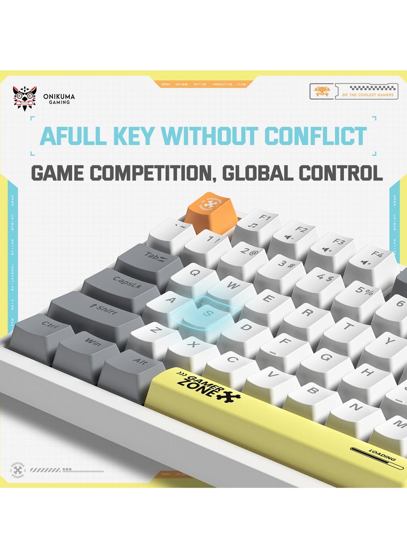 onikuma - G58  82Keys Tan Switch Mechanical Gaming Keyboard 75% Mini Wired Waterproof Backlit Silent White RGB Color Suitable for PC/Ps4/Xbox Gamers - Image 1