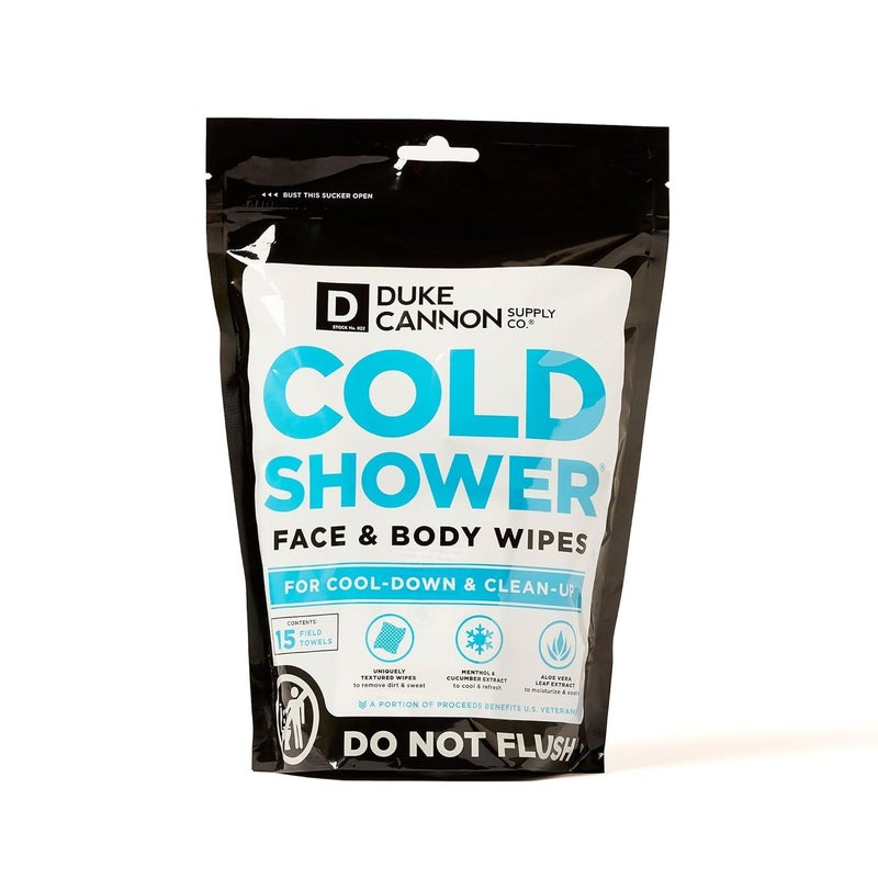 Duke Cannon Supply Co. Duke Cannon Cold Shower Cooling Field Towels â€“ Menthol Body Wipes for Men, No Rinse Face & Body Cleansing Wipes, 15 Individually Wrapped Towels - Image 2