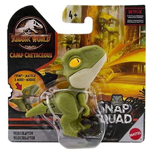 Jurassic World Toys Camp Cretaceous Snap Squad Green Velociraptor Figure - Image 1