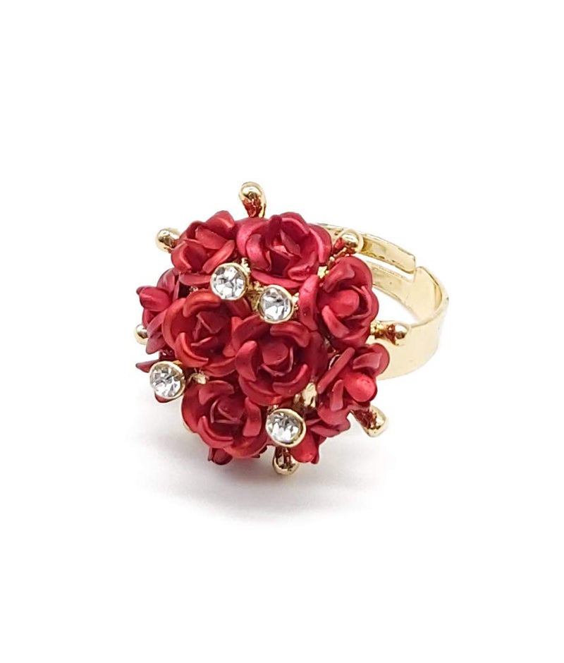 YouBella Valentine Gifts for Girlfriend/Wife Jewellery Stylish Love Rose Ring for Women/Girls (Red) - Image 1