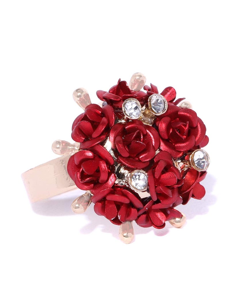 YouBella Valentine Gifts for Girlfriend/Wife Jewellery Stylish Love Rose Ring for Women/Girls (Red) - Image 5