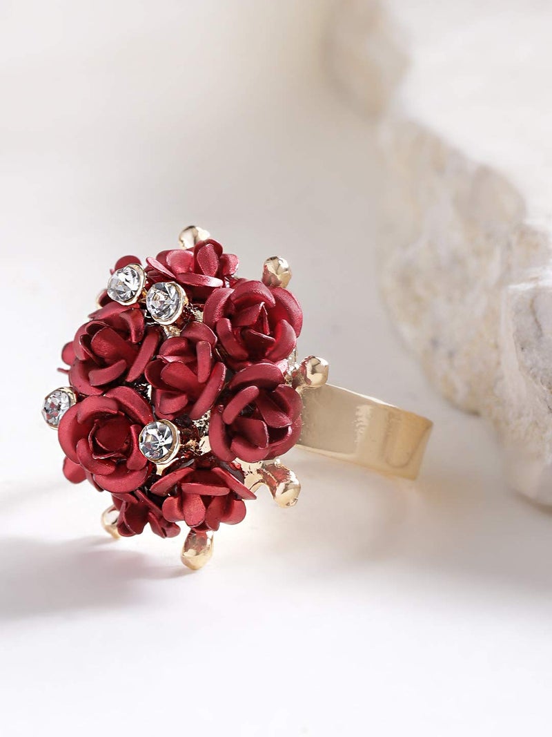 YouBella Valentine Gifts for Girlfriend/Wife Jewellery Stylish Love Rose Ring for Women/Girls (Red) - Image 4