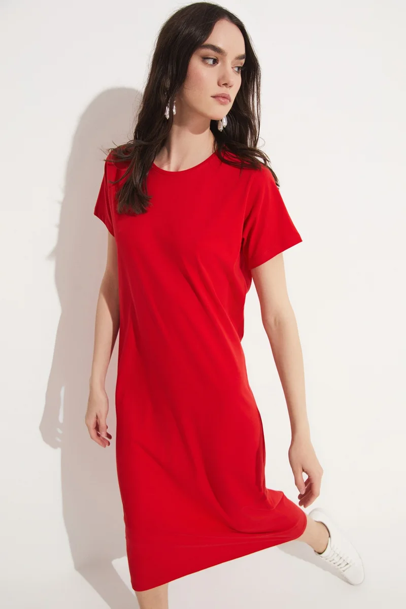 جون Red T-Shirt Dress