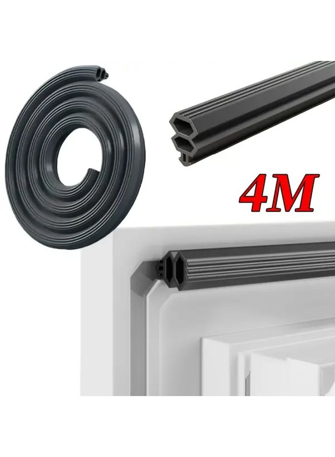 Heavy Duty Black Rubber Door Gap Strip 157 48 Inch Windproof Noise Reducing - Image 1