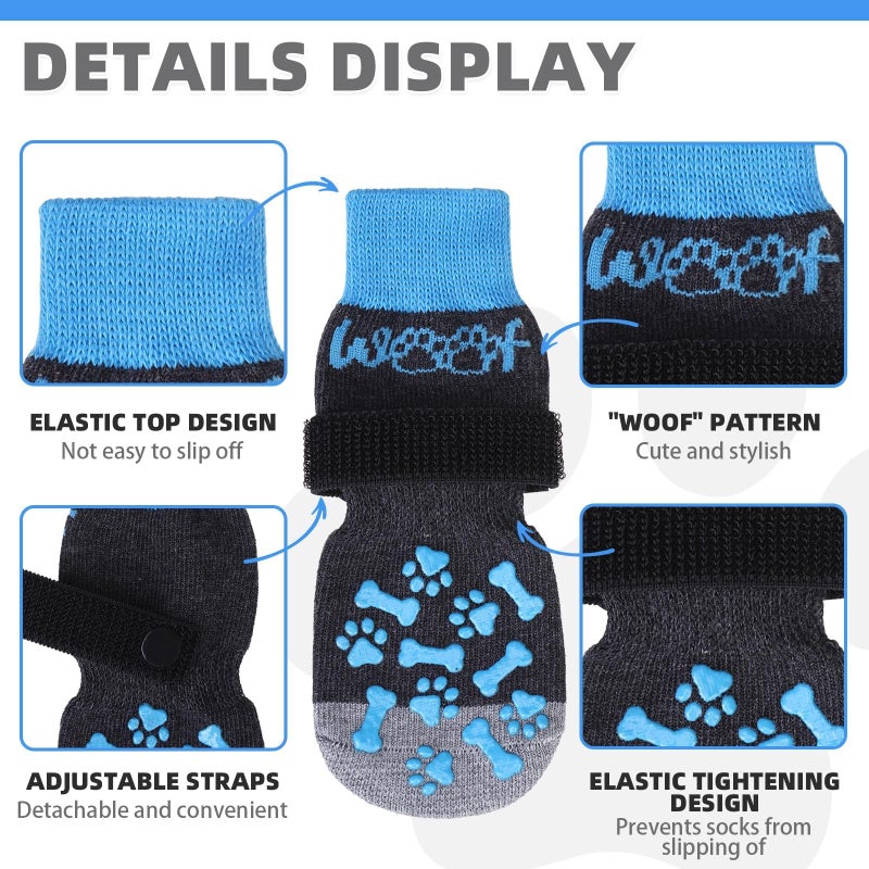 KOOLTAIL Dog Socks Shoes for Hot Pavement to Prevent Licking Paws, Winter Dog Boots&Paw Protector for Hardwood Floors Anti Slip,Traction Control Grip Booties for Small Medium Large Senior Dogs, Blue M - Image 2
