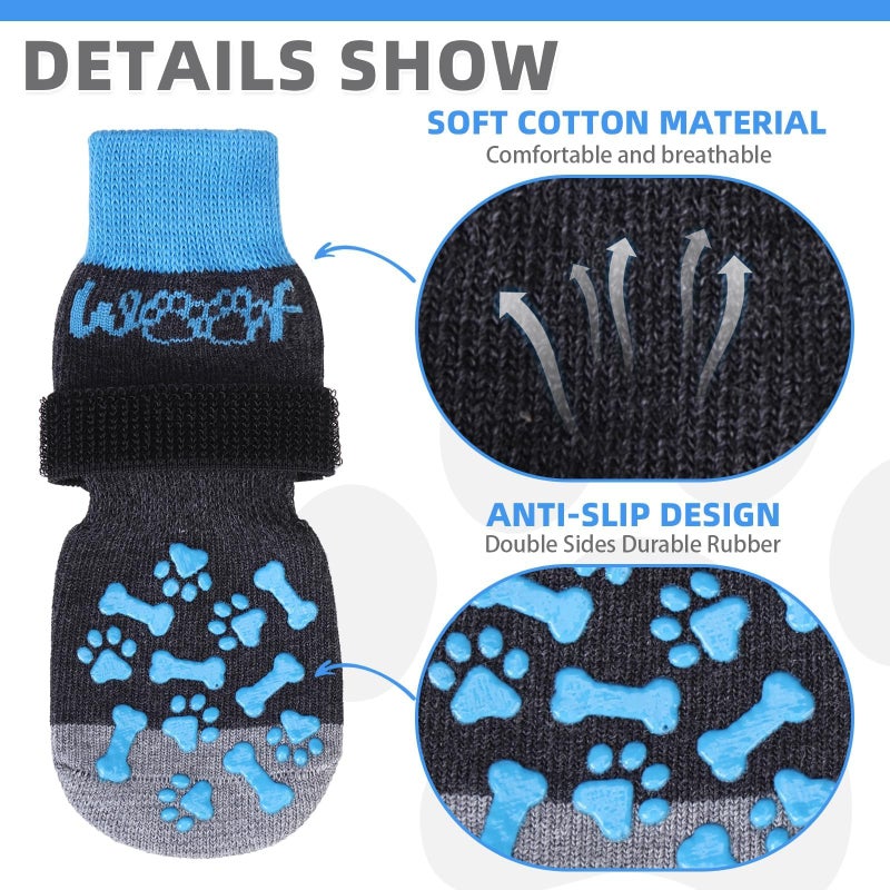 KOOLTAIL Dog Socks Shoes for Hot Pavement to Prevent Licking Paws, Winter Dog Boots&Paw Protector for Hardwood Floors Anti Slip,Traction Control Grip Booties for Small Medium Large Senior Dogs, Blue M - Image 3