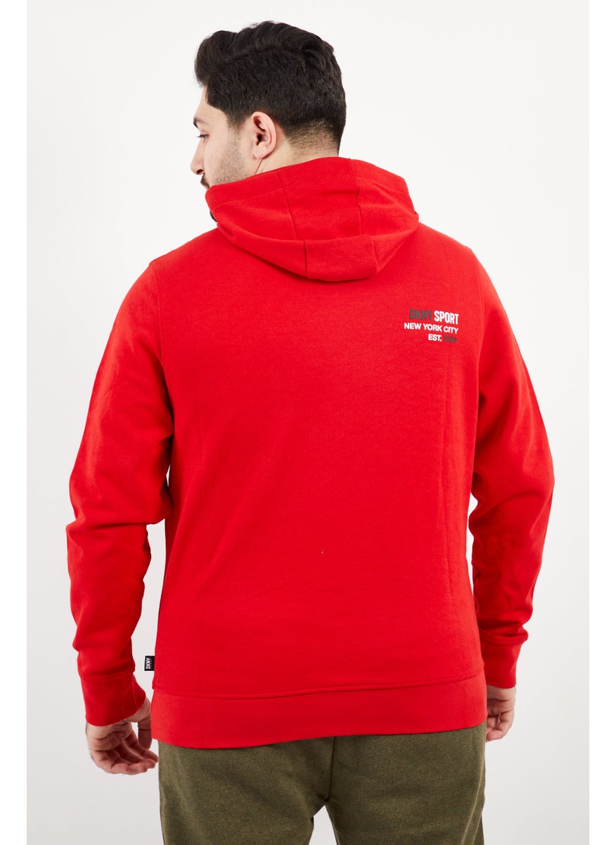 DKNY Sport Men Sportswear Fit Hyper Asymmetrical Long Sleeve Hoodie, Red  - Image 3