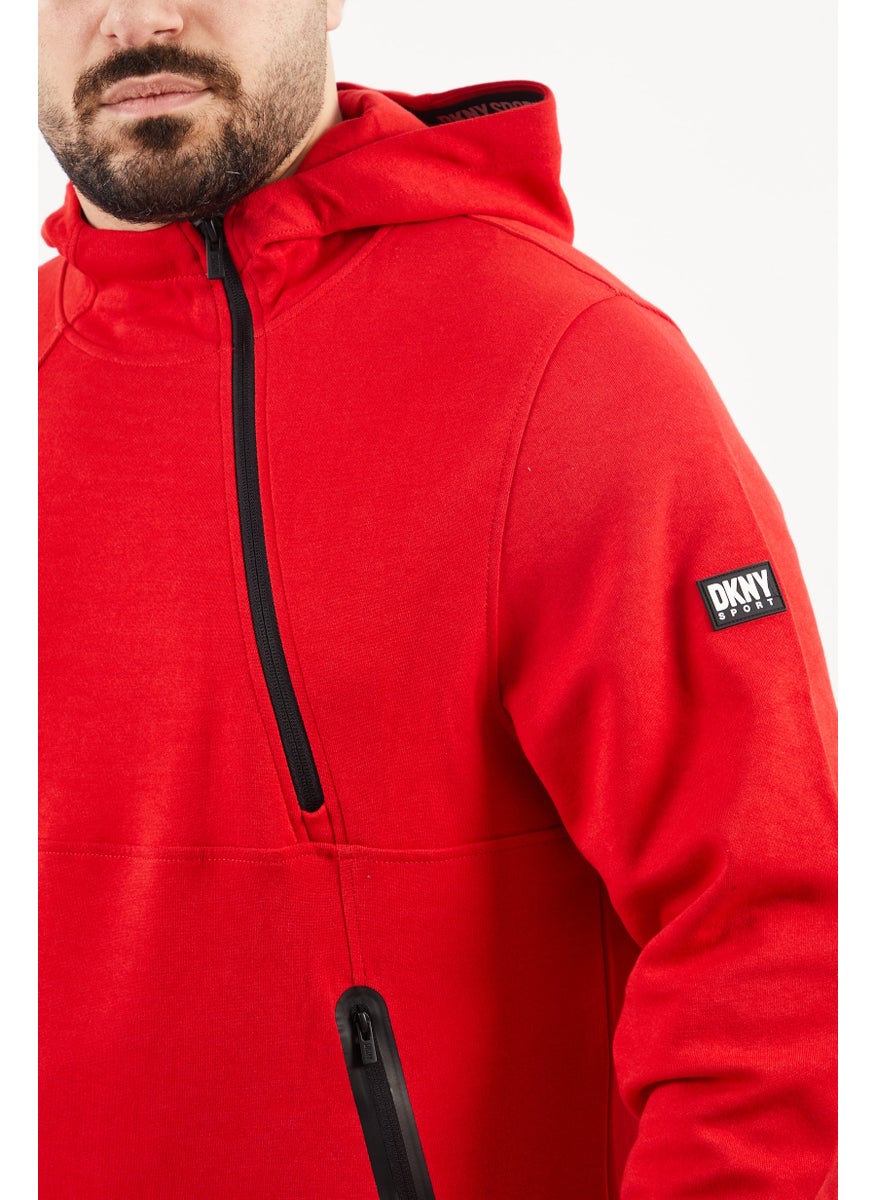 DKNY Sport Men Sportswear Fit Hyper Asymmetrical Long Sleeve Hoodie, Red  - Image 4
