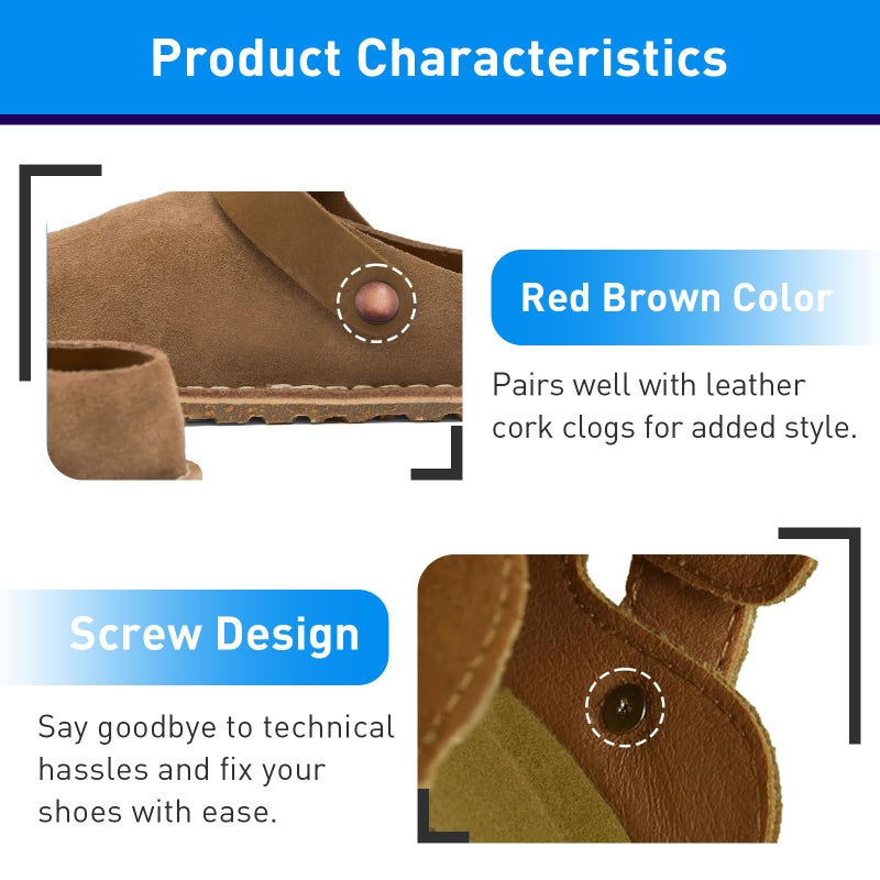 KOTESLLOE 4 Packs Replace Rivets for Suede Cork Clog Potato Shoes with Screw Driver, Replacement Rivets Button for Boston Clogs Shoes, Easy Installation Compatible with Footbed Clogs Repair Parts, Women Men - Image 5