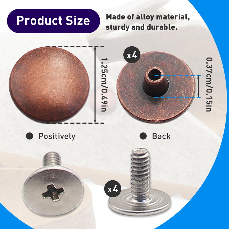 KOTESLLOE 4 Packs Replace Rivets for Suede Cork Clog Potato Shoes with Screw Driver, Replacement Rivets Button for Boston Clogs Shoes, Easy Installation Compatible with Footbed Clogs Repair Parts, Women Men - Image 3
