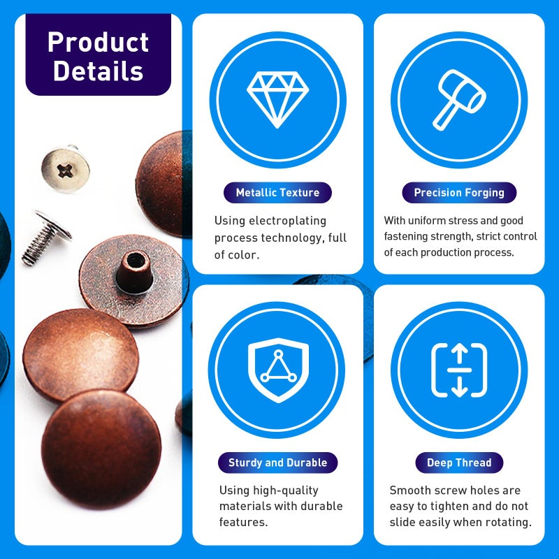 KOTESLLOE 4 Packs Replace Rivets for Suede Cork Clog Potato Shoes with Screw Driver, Replacement Rivets Button for Boston Clogs Shoes, Easy Installation Compatible with Footbed Clogs Repair Parts, Women Men - Image 4
