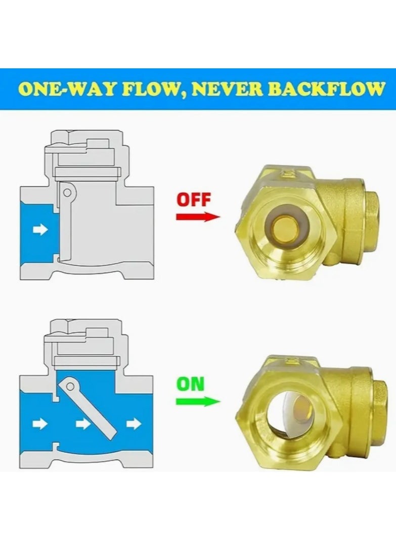 Tuffco - Brass Non Return Valve | Sizes: 1/2", 3/4", 1", 1-1/4", 1.5", 2" | One-Way Check Valve for Plumbing, Water, Pumps, and Industrial Use | Durable, Corrosion-Resistant Design for Reliable Performance - Image 1
