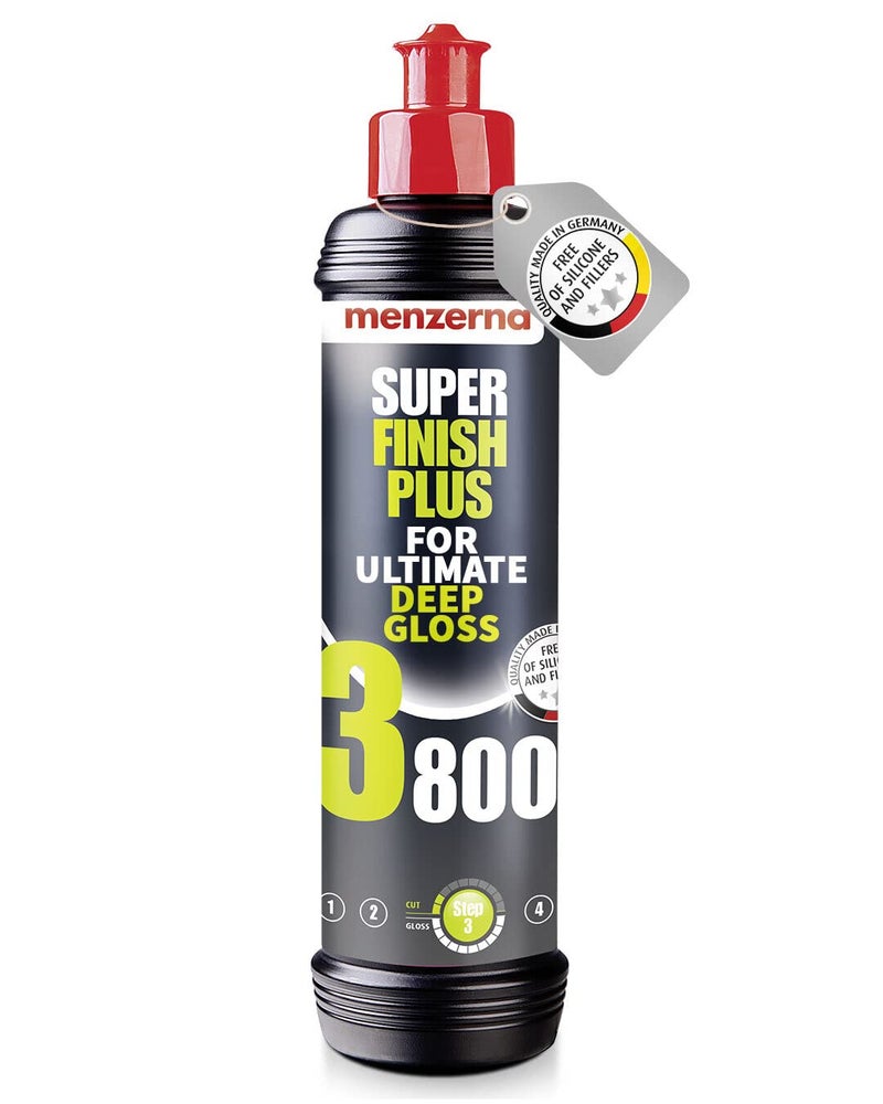 menzerna Super Finish Plus 3800 I Deep Gloss Polish for a Perfect Mirror Finish I Polishing Compound for Micro Scratches Holograms I Silicone Free I 8 fl oz