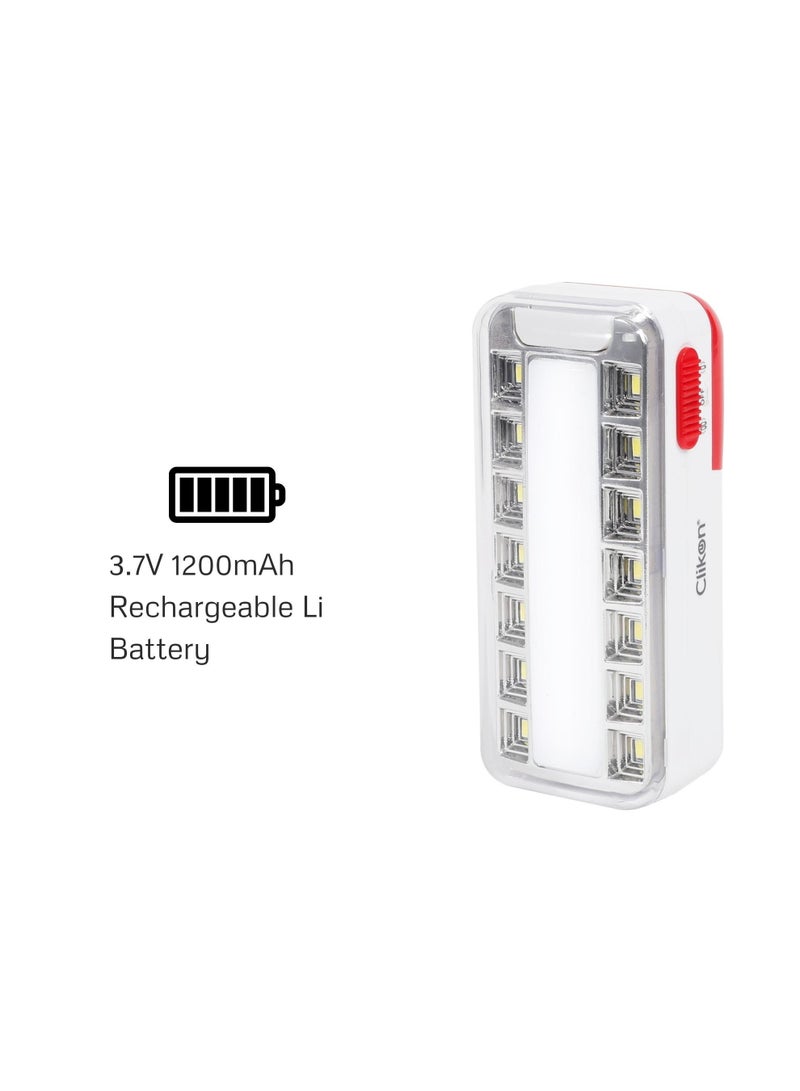 Clikon Clikon LED Emergency Lantern with 1200 mAh Battery, Charge Indicator, Durable ABS Body, Compact Design, Auto-cut Off, 2 Years Warranty, White and Red, CK7030  - Image 3