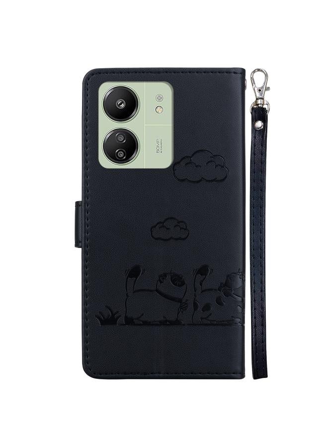 إيروريكس جراب هاتف Xiaomi Poco C65 4G من الجلد برسومات قطط لطيفة بتقنية RFID - Image 3