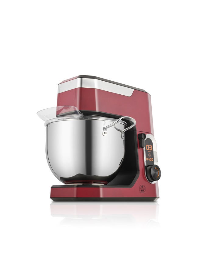 Alsaif Electric Stand Mixer with 10 Speeds, Pulse Function, LCD Time Control Screen, Stainless Steel Bowl with Handle 10 L 2000 W E02239 Red - Image 2