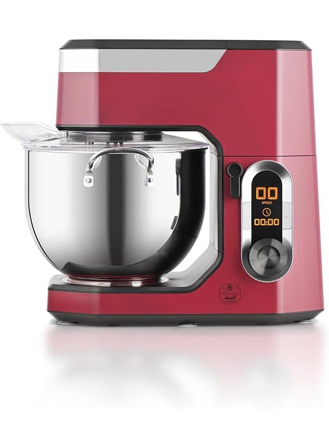 Alsaif Electric Stand Mixer with 10 Speeds, Pulse Function, LCD Time Control Screen, Stainless Steel Bowl with Handle 10 L 2000 W E02239 Red - Image 1