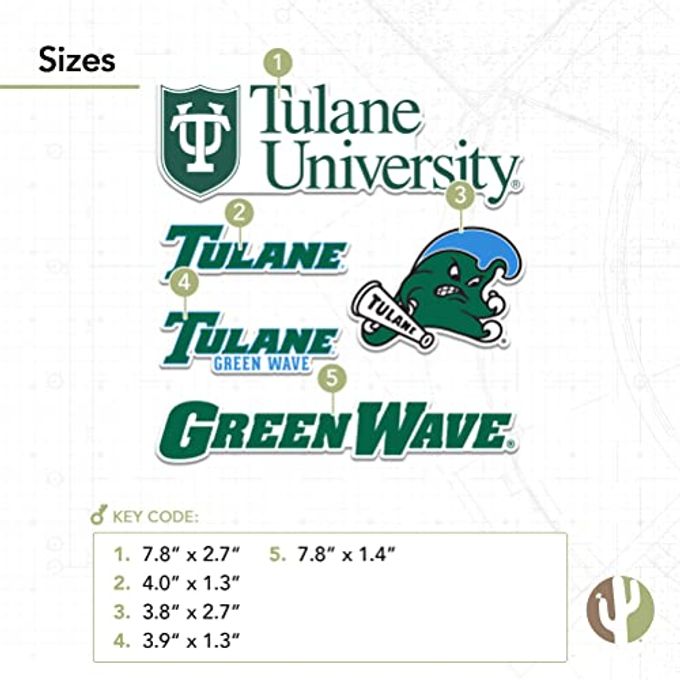 Desert Cactus Tulane University Sticker Tulane Green Wave Vinyl Decal Laptop Water Bottle Car Scrapbook Sheet (Type 2) - Image 3