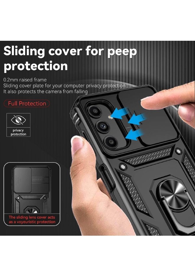 RUGGED SHIELD Samsung Galaxy A14 4G/5G Case, Slide Camera Cover, Built-in 360° Rotate Ring Kickstand, Drop Proof Shockproof Test, Heavy Duty Shockproof Protective Case for Galaxy A14 4G/5G 6.6 inch, Black  - Image 5