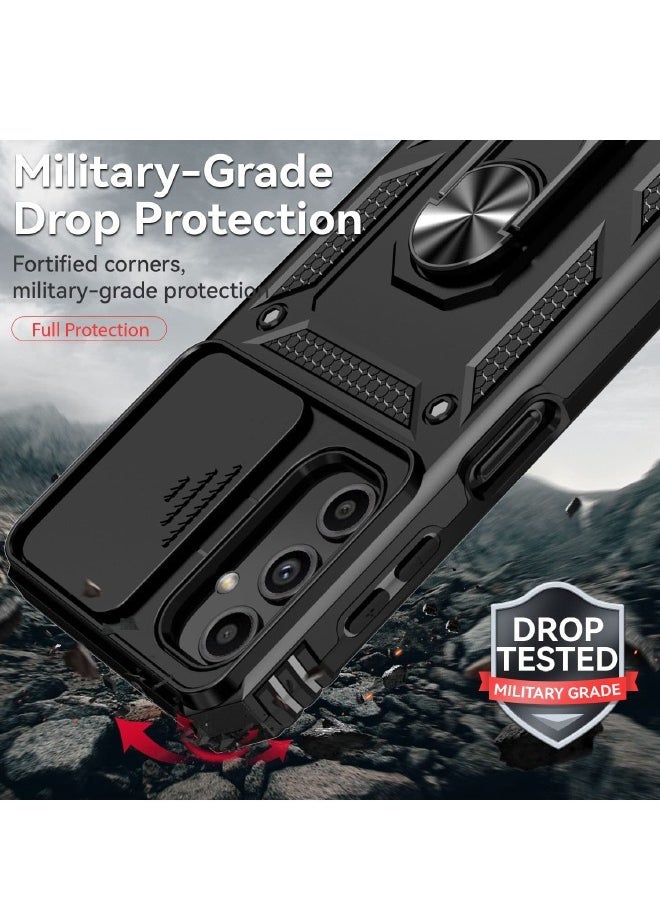 RUGGED SHIELD Samsung Galaxy A14 4G/5G Case, Slide Camera Cover, Built-in 360° Rotate Ring Kickstand, Drop Proof Shockproof Test, Heavy Duty Shockproof Protective Case for Galaxy A14 4G/5G 6.6 inch, Black  - Image 4