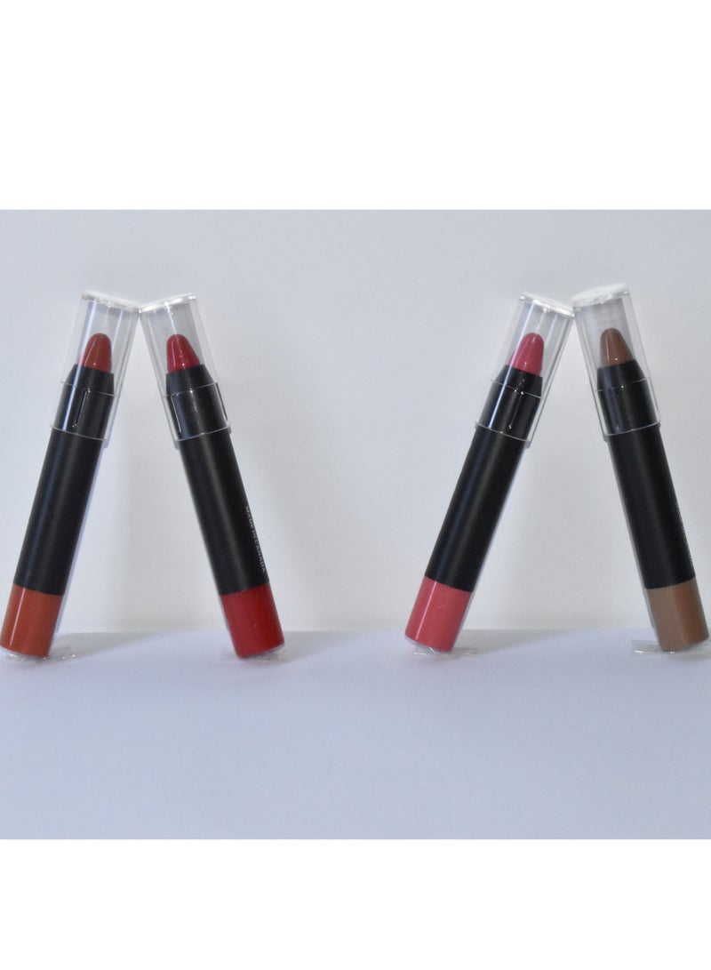 4 pieces Lipstick  Pink Brown Red Orange