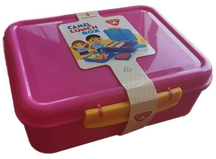camel Lunch Box 5 Sections with Baby Yogurt Bowl BPA Free - Safe - Assorted Colors - Image 1