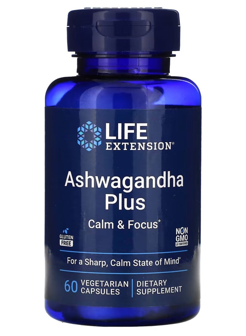 Life Extension Ashwagandha Plus  60 Vegetarian Capsules - Image 1