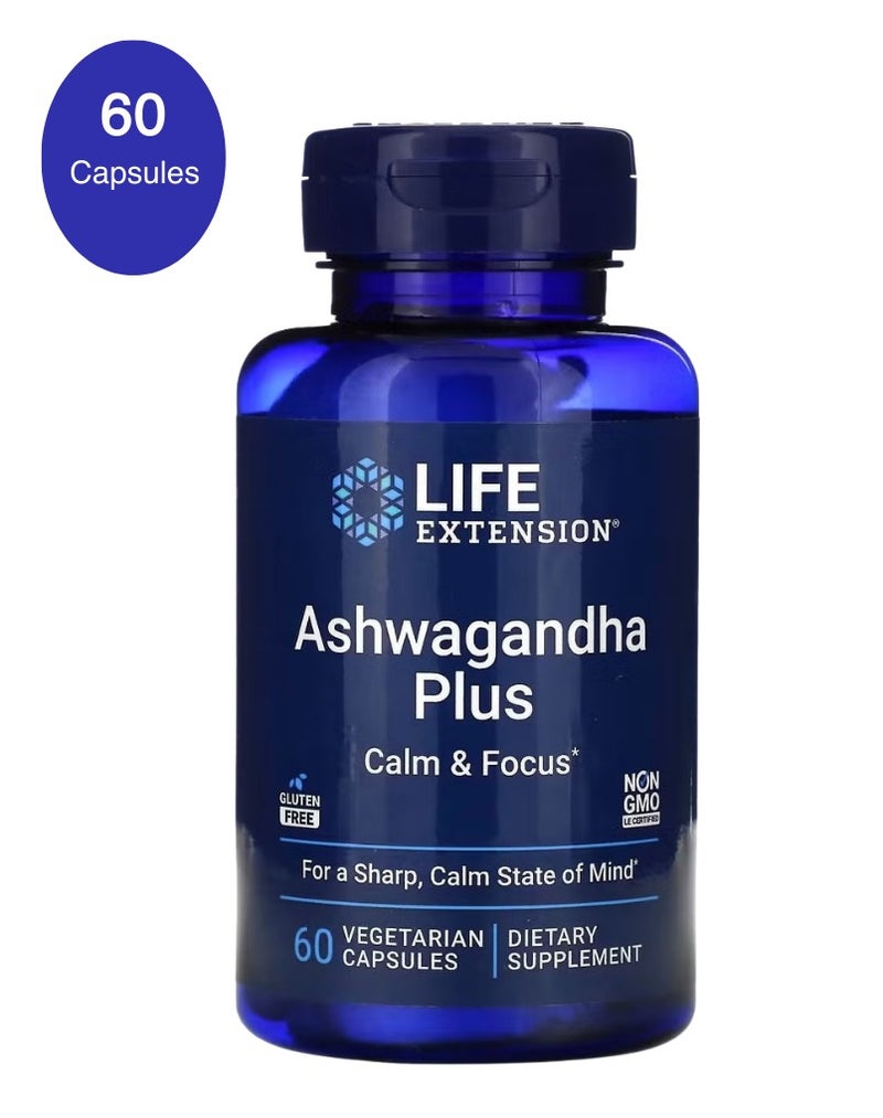 Life Extension Ashwagandha Plus  60 Vegetarian Capsules - Image 1