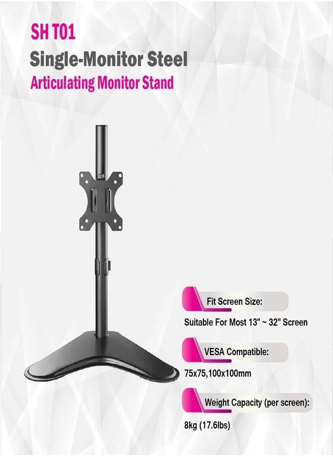 Skill Tech SH T01 Single Monitor Economy Articulating Stand for 13"–32" Screens, VESA 100x100, Max Load Capacity 8kg  - Image 4
