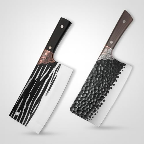 Machado Set of 2 Japanese Stainless Steel Meat Cleaver Chef's Butcher Knives - Precision Culinary Duo - Image 1