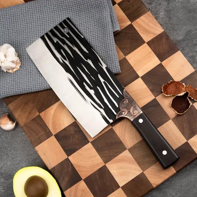 Machado Set of 2 Japanese Stainless Steel Meat Cleaver Chef's Butcher Knives - Precision Culinary Duo - Image 3