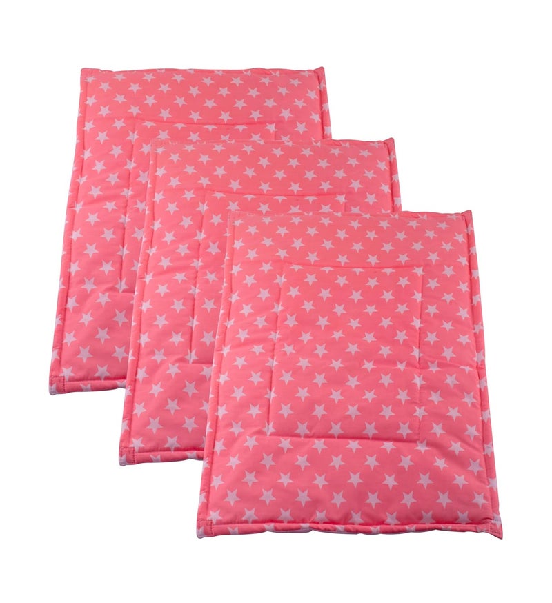 mittenbooty Diaper Changing Mat Set of 3 with Removable Waterproof Sheet Star Print- Pink - Image 1