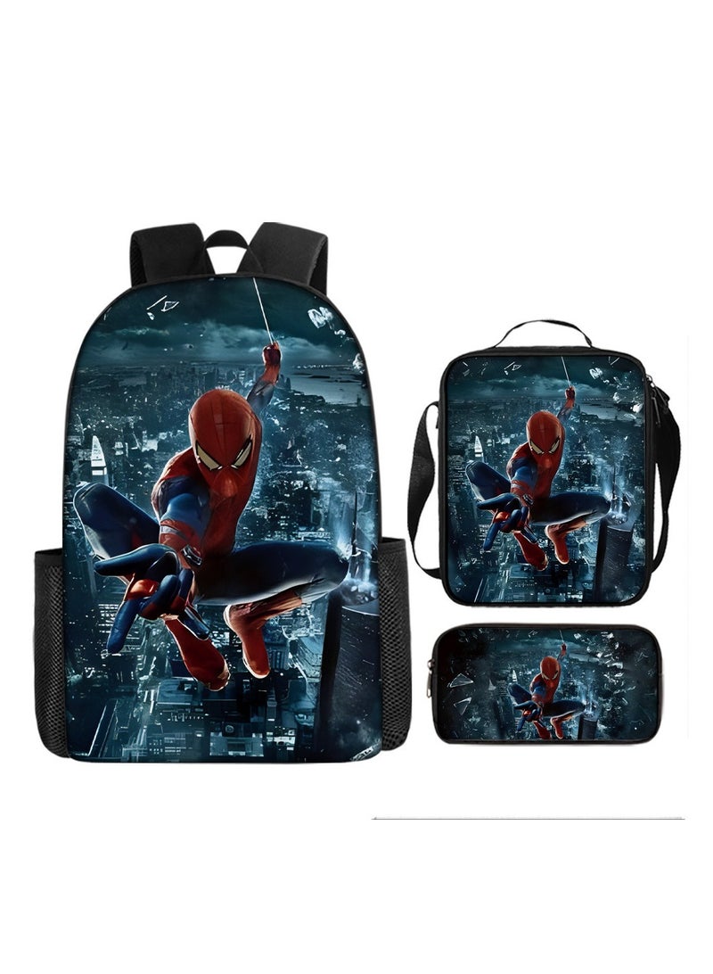 Backpacker حقيبة ظهر مدرسية للأطفال بطباعة رقمية من الرسوم المتحركة Spider-Man مقاس 29*16*42 سم + حقيبة كتف مقاس 19*6*23 سم + حافظة أقلام مقاس 24*7*11 سم مجموعة من ثلاث قطع - Image 1