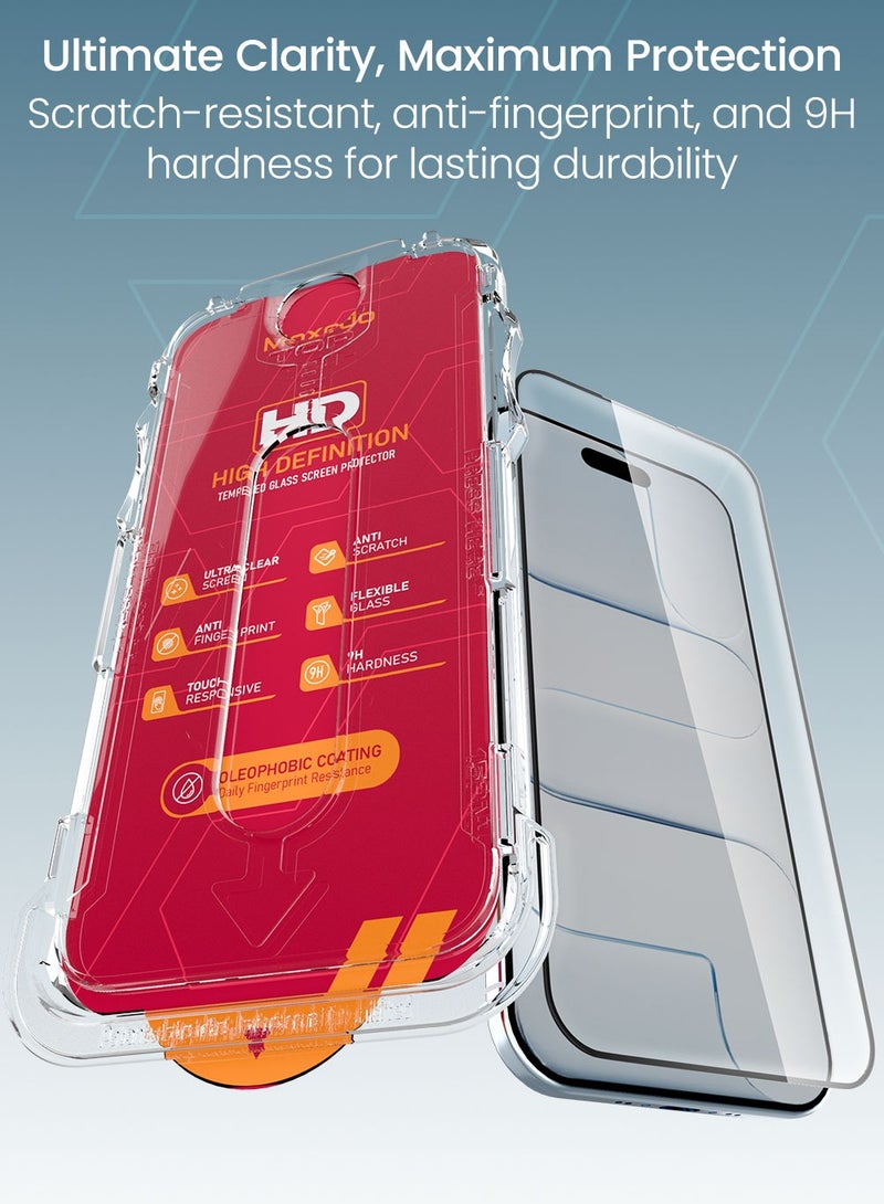 Moxedo Ultra Shield Premium Tempered Glass Screen Protector 9H Hardness HD Clear for iPhone 17 Air 6.5-inch 2025 , Full Coverage with Easy Auto-Align Applicator & Case-Friendly Curved Edges - Image 2