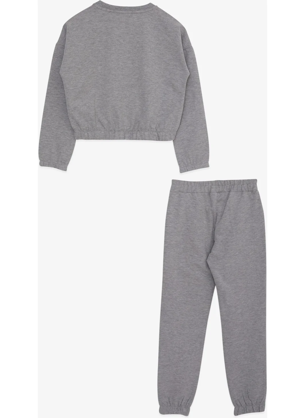 Breeze Girl's Tracksuit Set Glitter Girl Printed 8-12 Years, Gray Melange