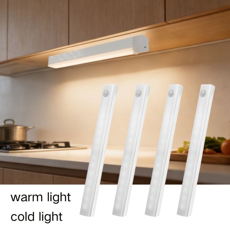 4 Pieces Warm Light USB Rechargeable LED Night Light with Magnetic Mounting for Kitchen Wardrobe Cabinet Pantry Basement Stairwell Hallway Bookshelf and Car - Image 1