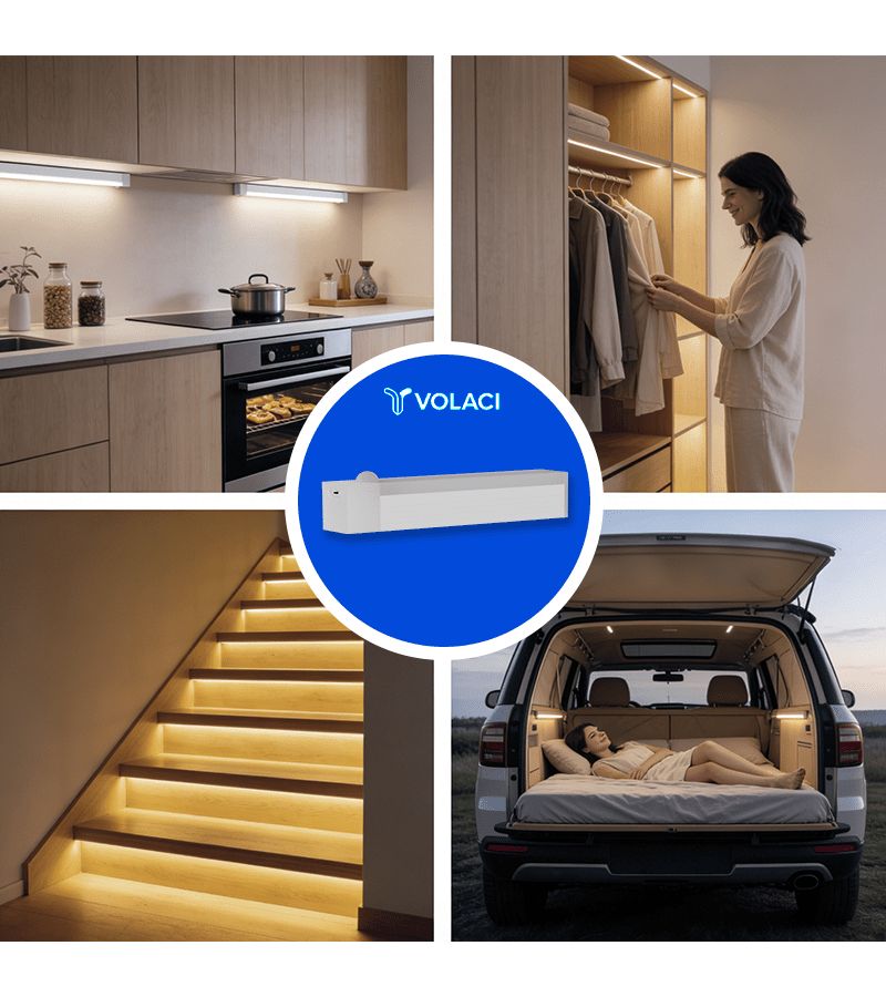 4 Pieces Warm Light USB Rechargeable LED Night Light with Magnetic Mounting for Kitchen Wardrobe Cabinet Pantry Basement Stairwell Hallway Bookshelf and Car - Image 4