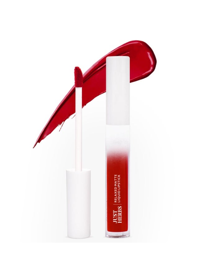 Just Herbs Relaxed Matte Liquid Lipstick Lip colour for Women, Nourishing & Long Lasting Lipsticks 4 ml- Regal Ruby - Image 1