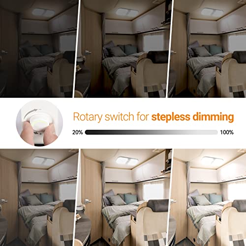CT CAPETRONIX RV Lights Interior 1700LM, 3 Color TEM Camper Lights, Dimmable 12v Volt Led Lights Fixture, Ceiling Dome Light w Switch for Camper/Car/Trailer/Boat (Warm Cool Natural White) 2Pack - Image 5