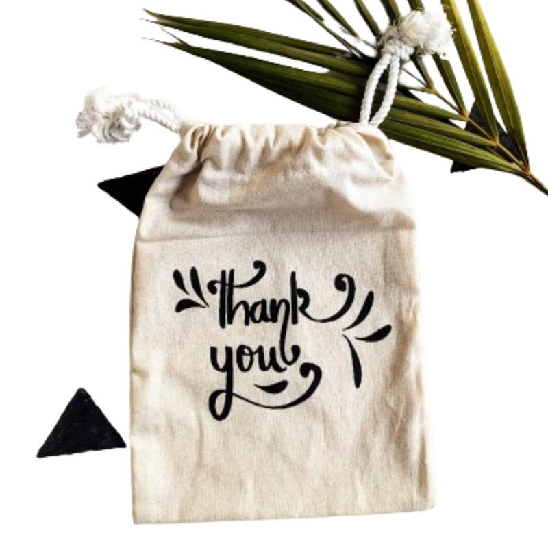 Handmakers Women's Canvas Potlis with Thank you Print | Gift Bag Potlis 7 * 9 inch (30) - Image 1