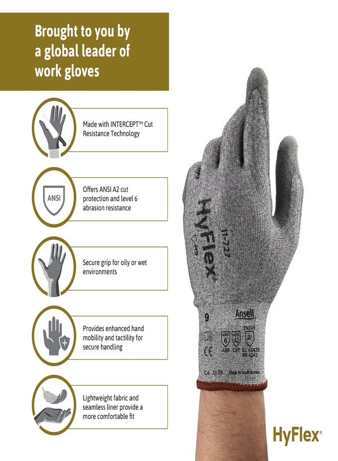 HyFlex 11-727 Cut Resistant Nylon/Spandex Industrial Work Gloves for Machinery, Auto Mechanics, Warehousing - XS (6), Grey (3 Pairs) - Image 3