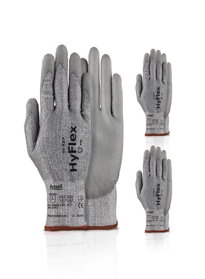 HyFlex 11-727 Cut Resistant Nylon/Spandex Industrial Work Gloves for Machinery, Auto Mechanics, Warehousing - XS (6), Grey (3 Pairs) - Image 1