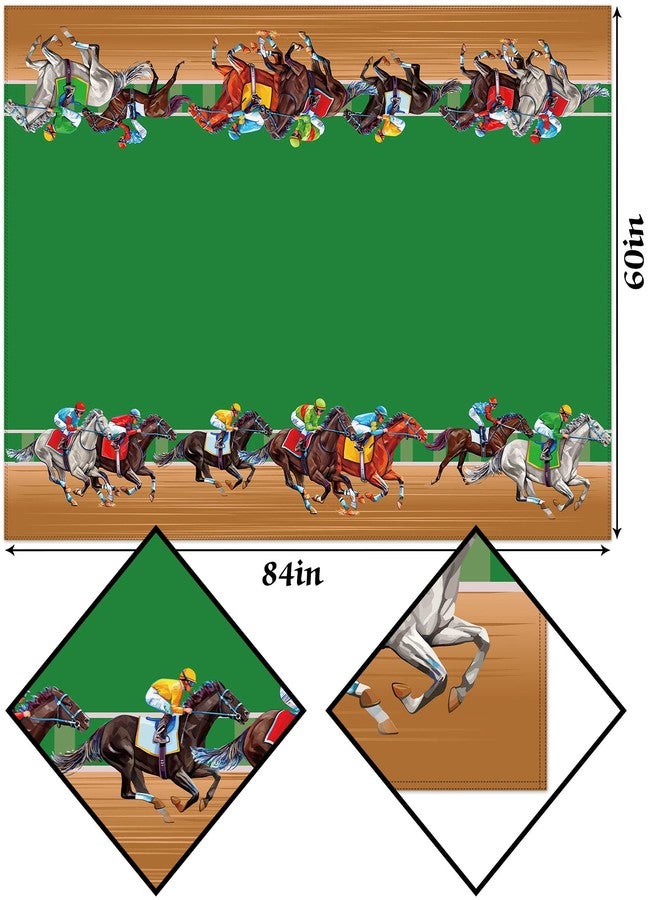 Hafangry Kentucky Horse Racing Tablecloth Boy Horse Race Birthday Party Derby Decoration Run for The Roses Table Cover Home Dining Room Kitchen Decor-60×84inch - Image 3