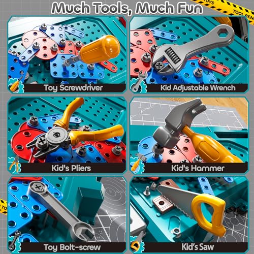 KIZONLY Kids Tools Toy Sets for Aged 3 4 5 6 7 8 2 in 1 Workbench Toys for Toddlers 35 Pretend Play Toolbox Construction Mechanic Set with Sound Educational Birthday Gift for Boys Girls Ages 38 - Image 5
